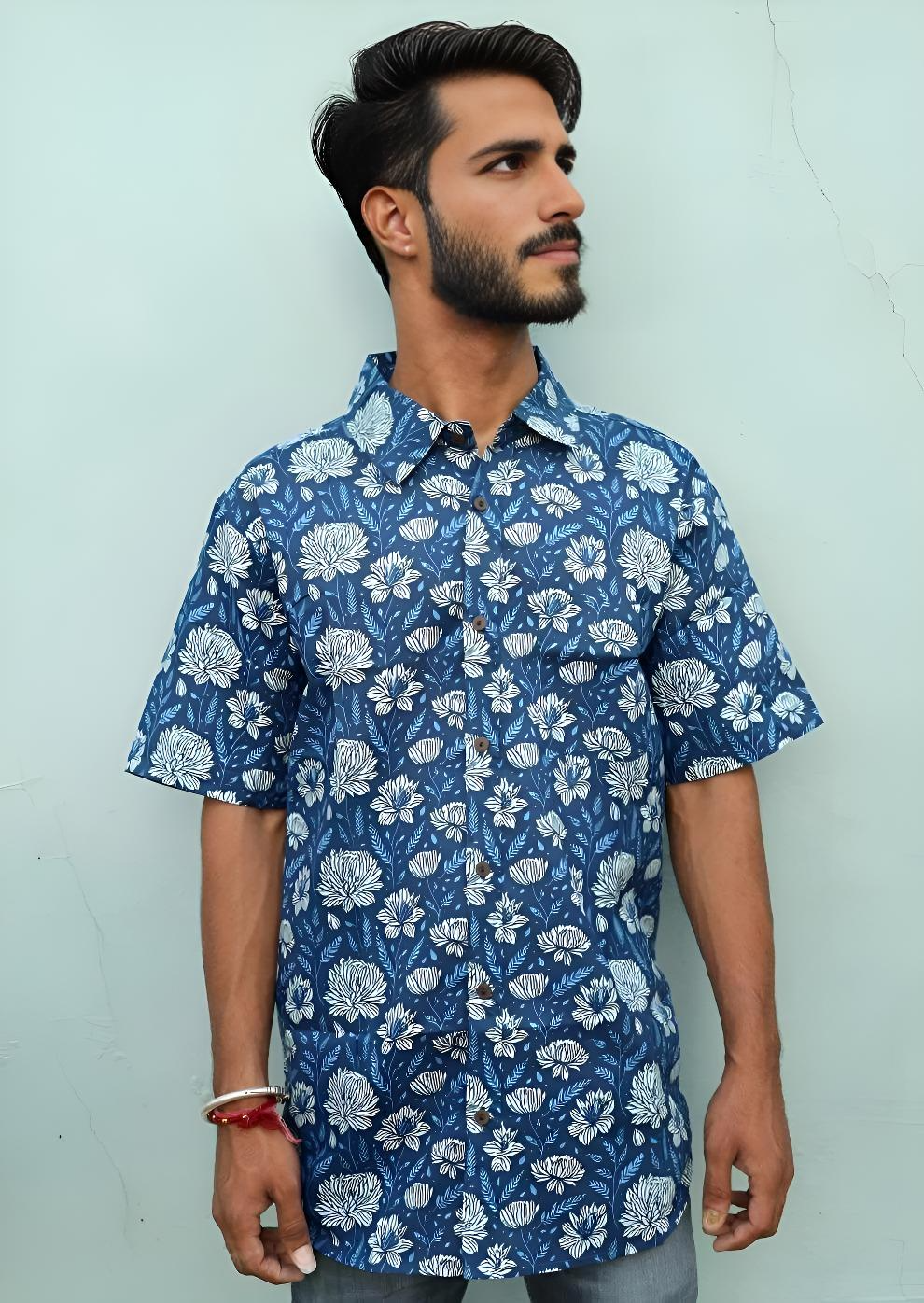 Men's Cotton Shirt Blue Meadow