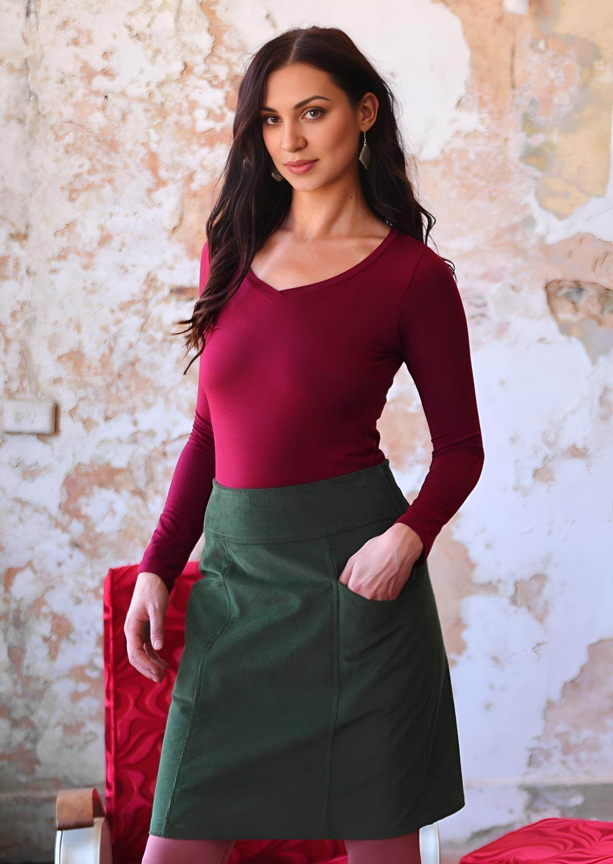Aalia Skirt Corduroy Green