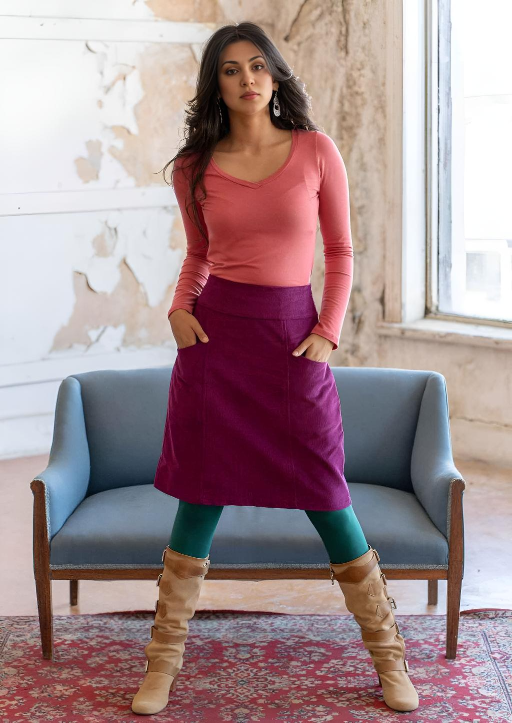 Aalia Skirt Corduroy Plum