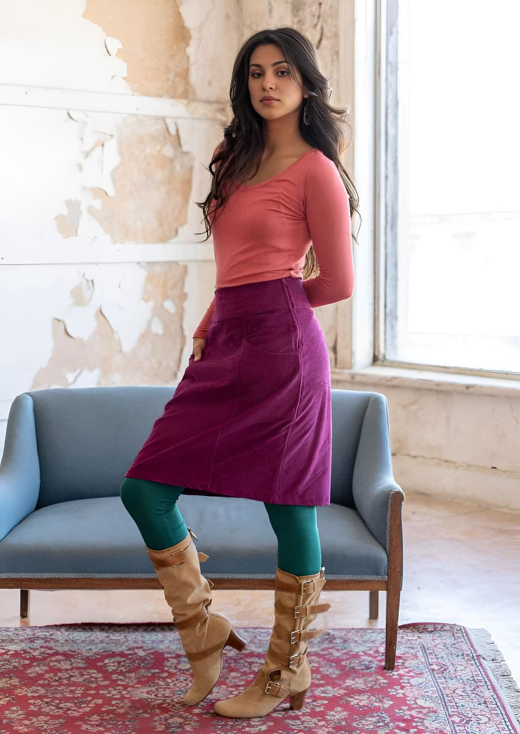 Aalia Skirt Corduroy Plum