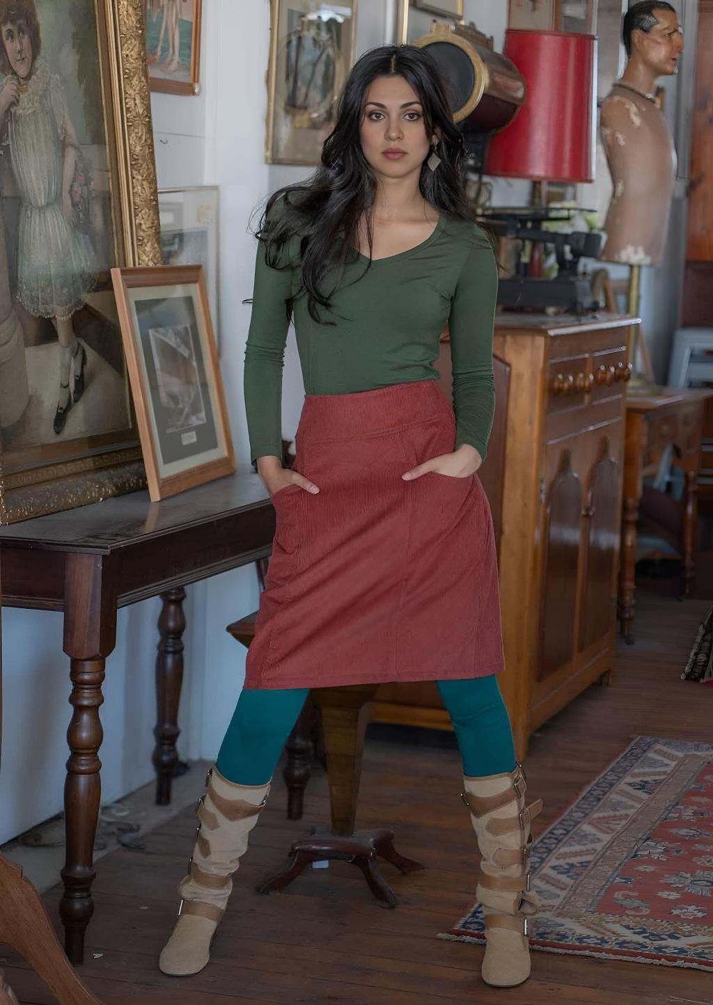 Aalia Skirt Corduroy Burnt Henna