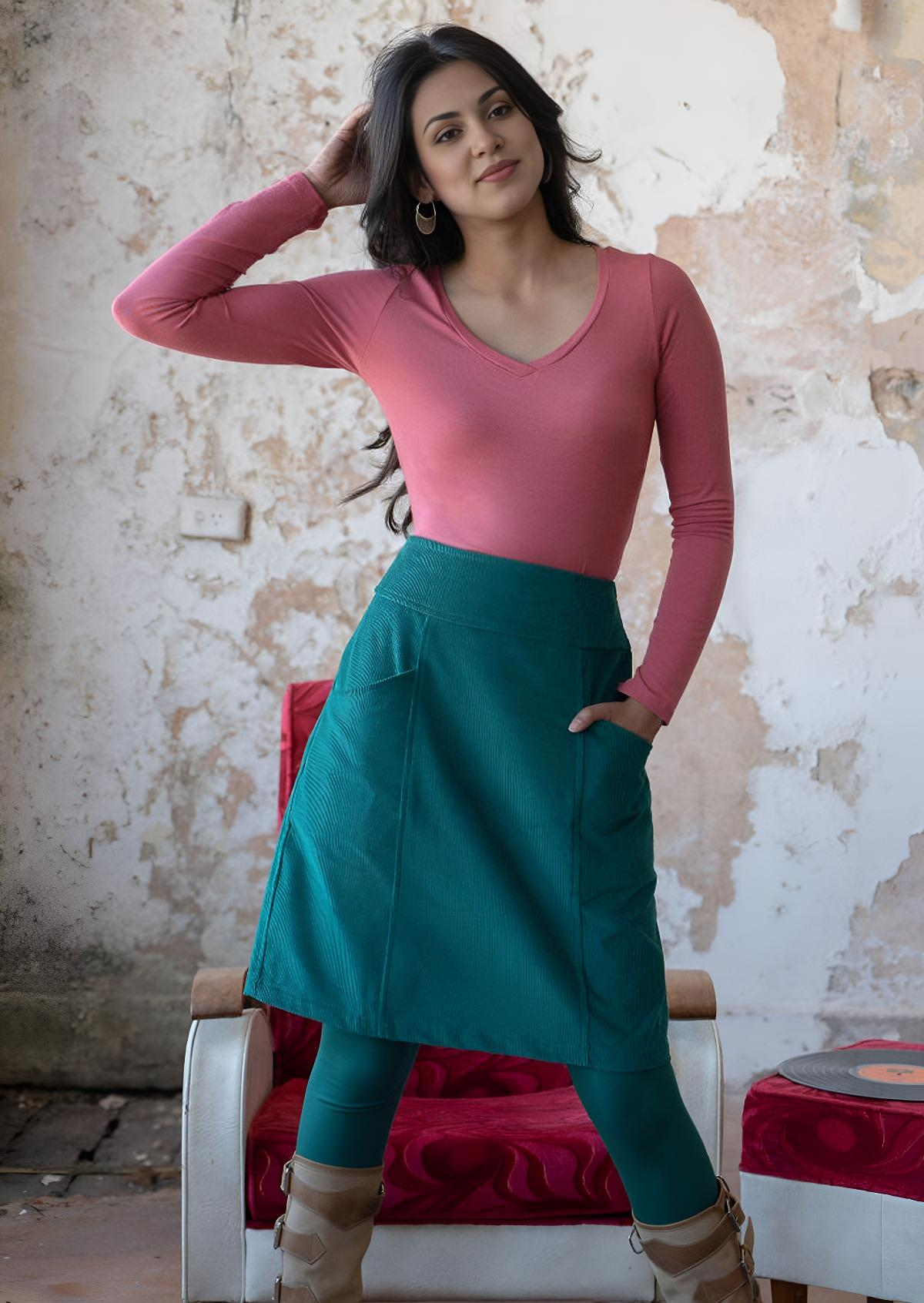 Aalia Skirt Corduroy Teal