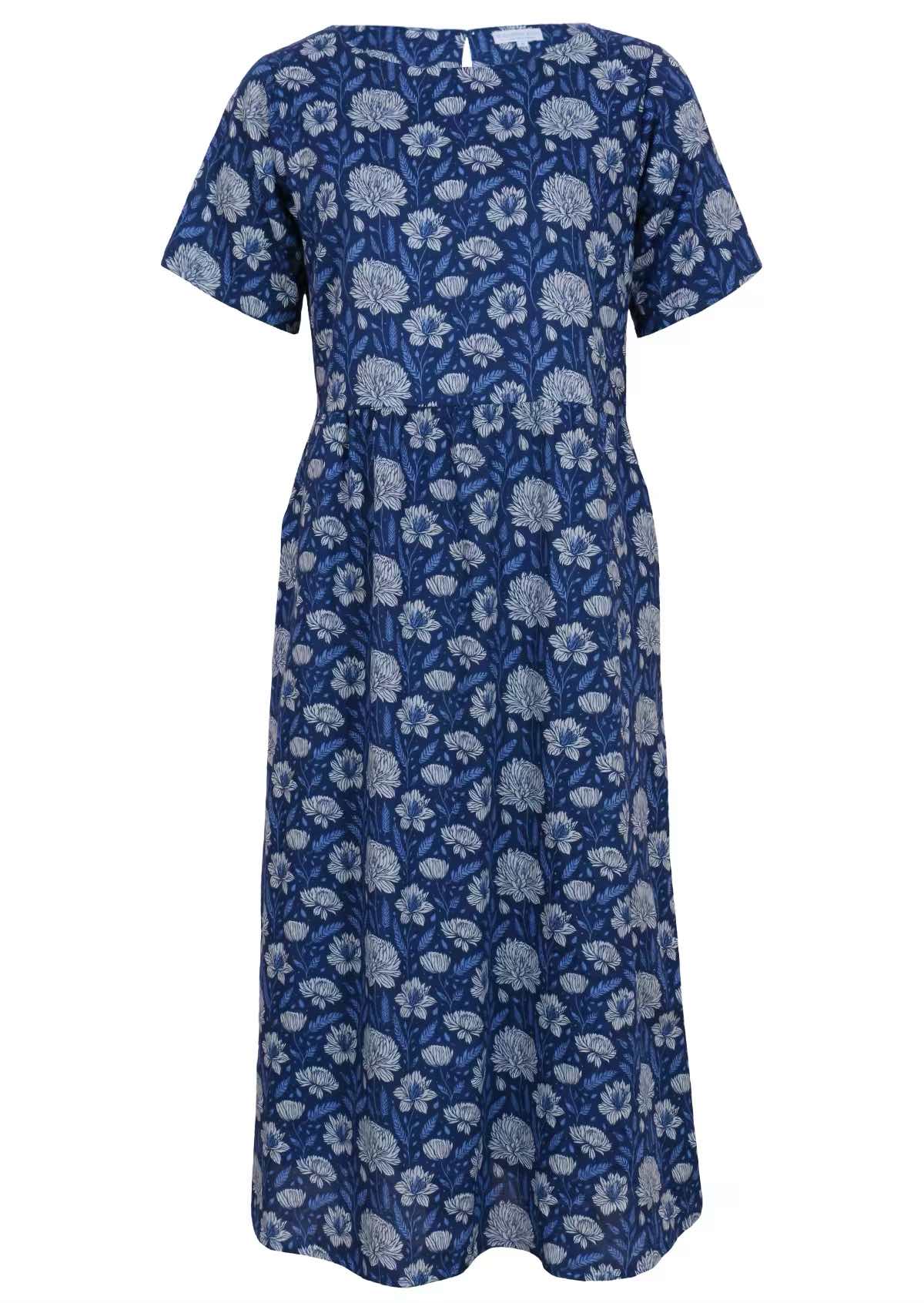 Navy blue base with pale flowers 100 percent cotton sundress