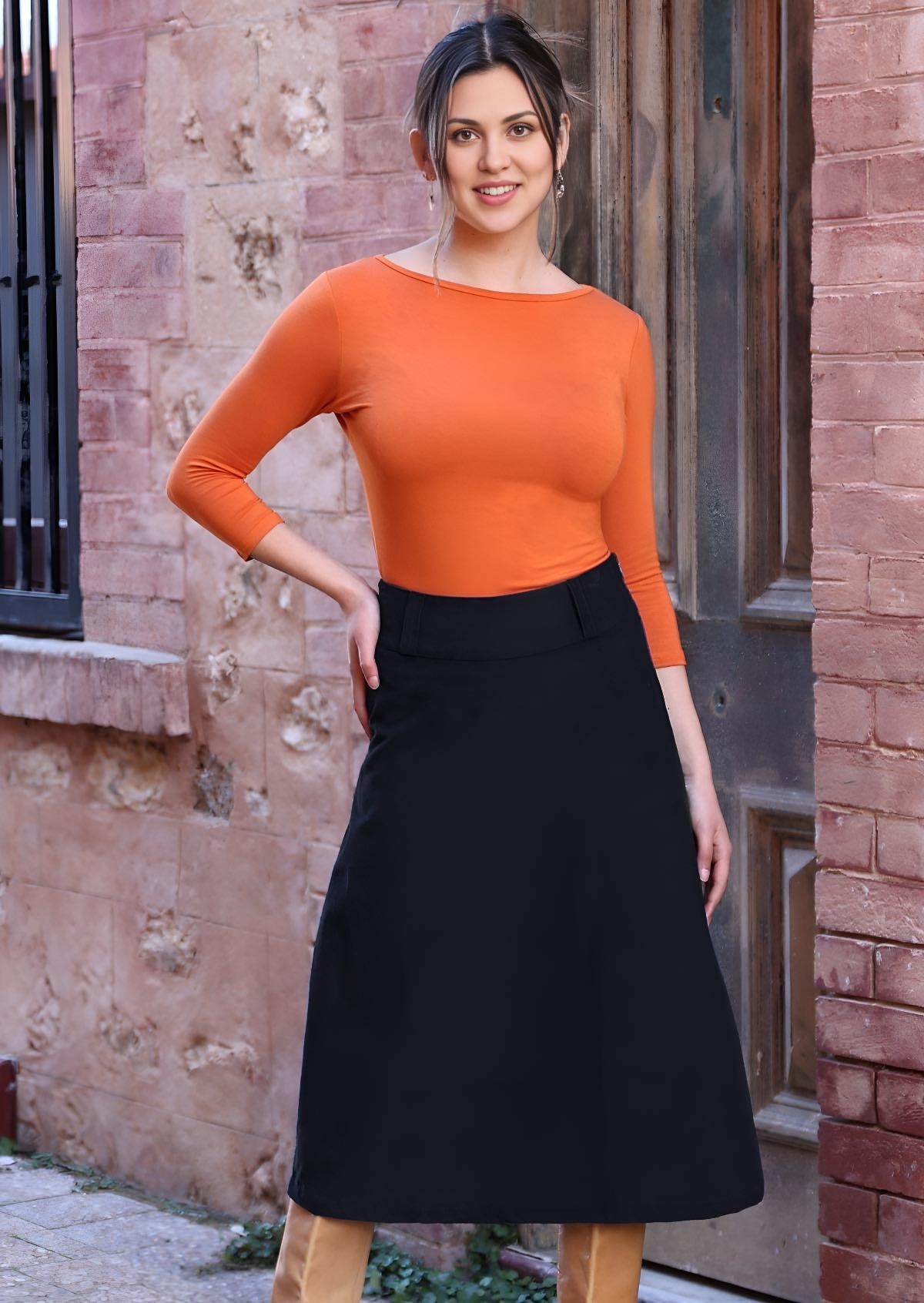 Belt Loop Skirt Corduroy Black