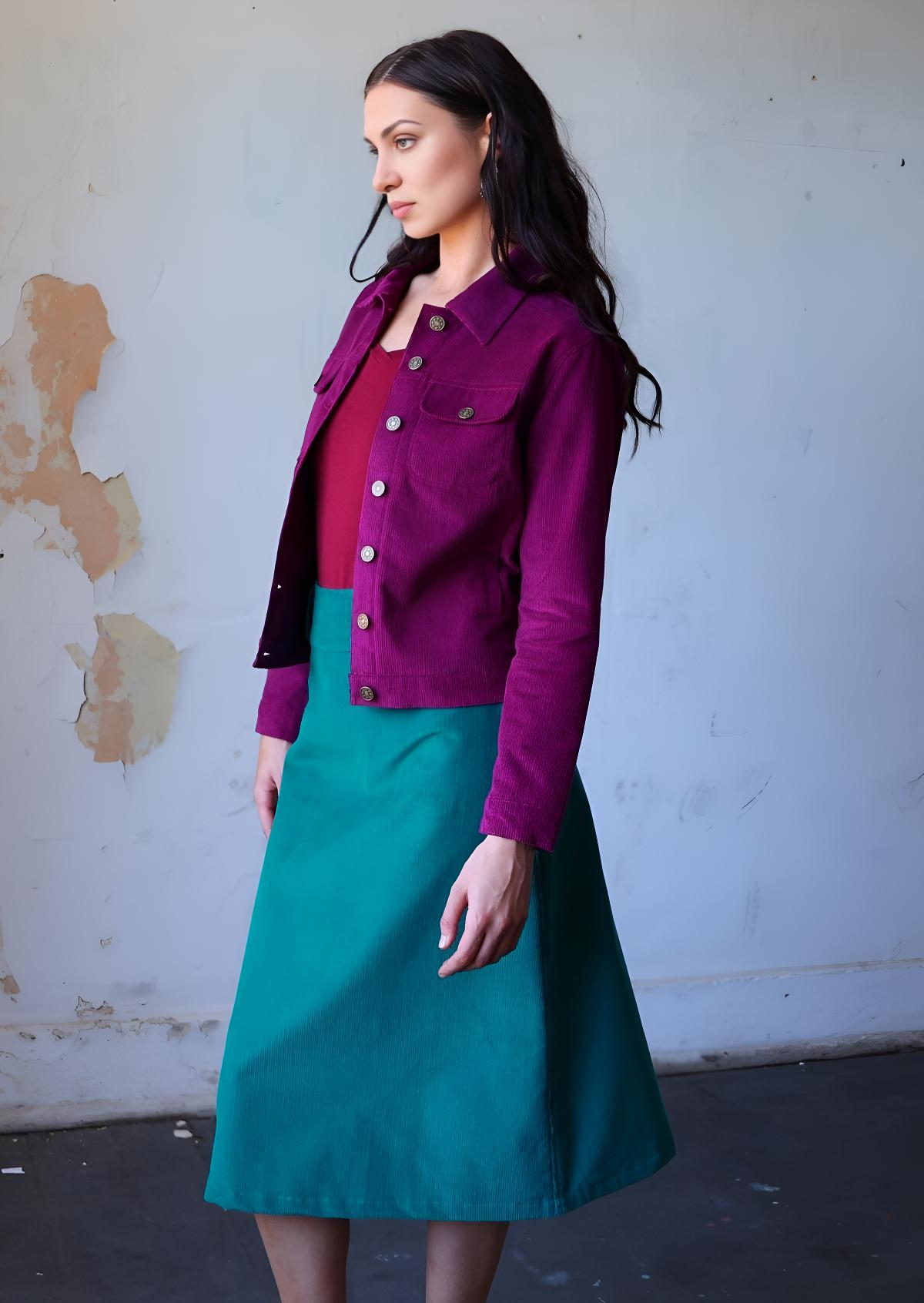 Belt Loop Skirt Corduroy Teal