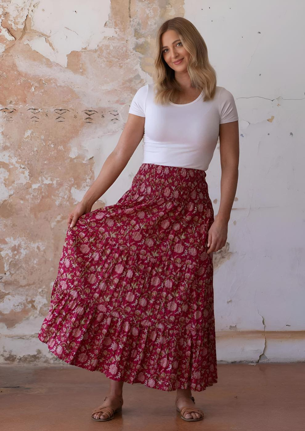 Dawn Maxi Skirt Cranberry