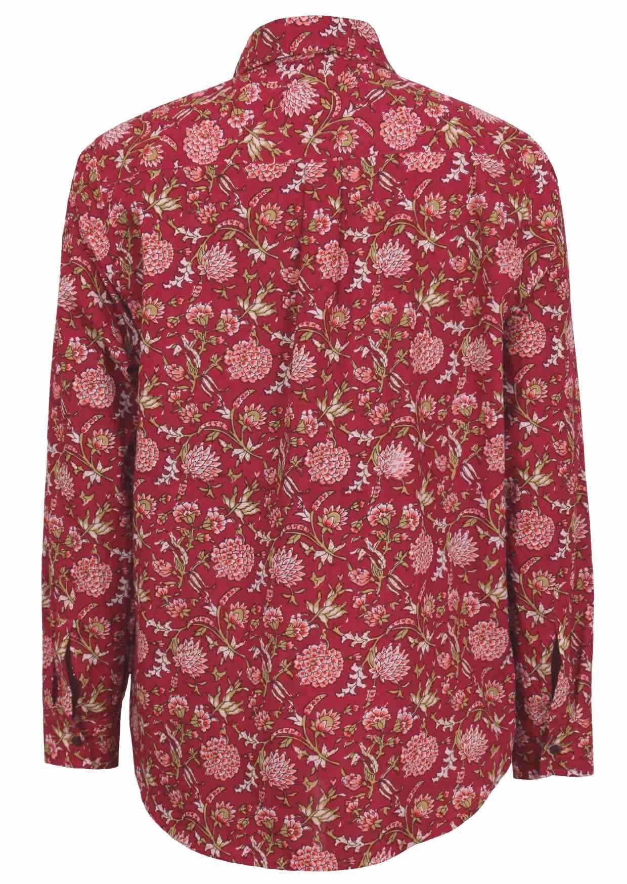 Long Sleeve Men's Cotton Shirt Cranberry