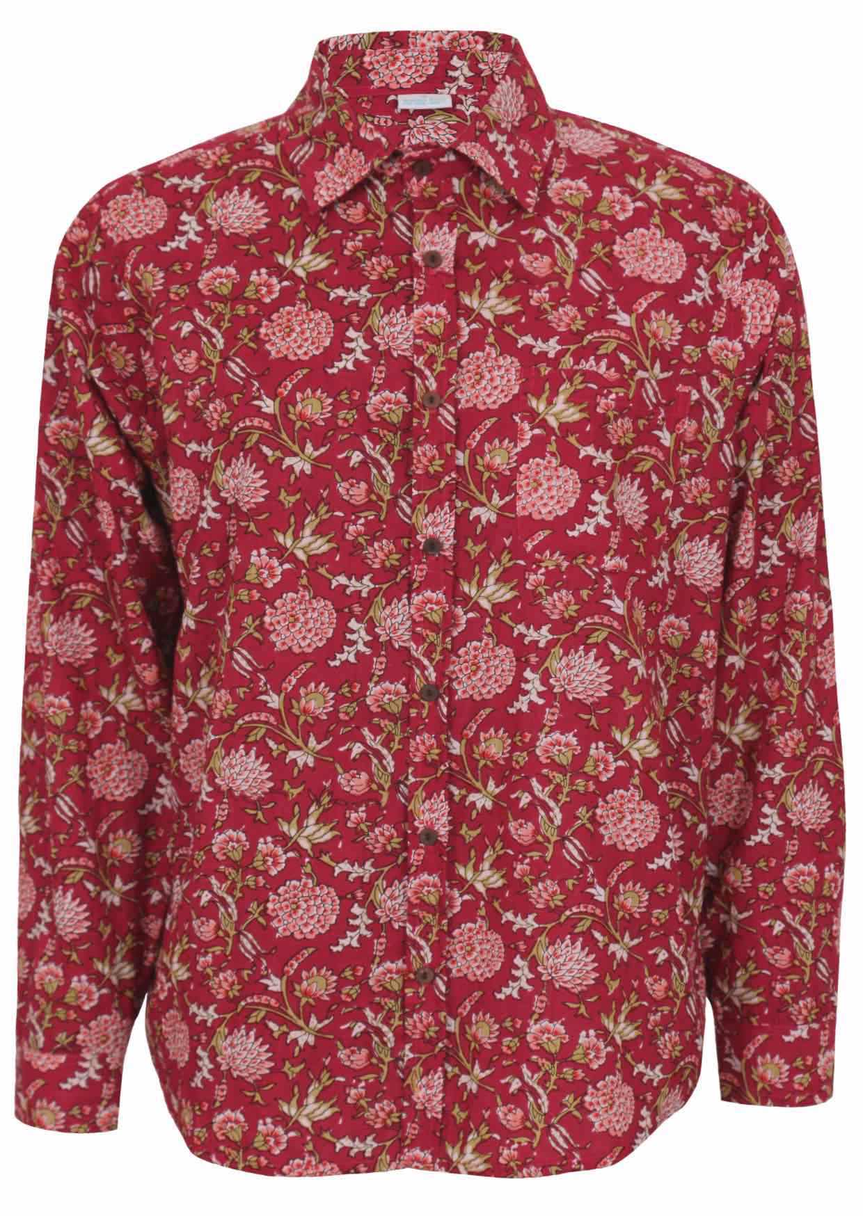 Long Sleeve Men's Cotton Shirt Cranberry