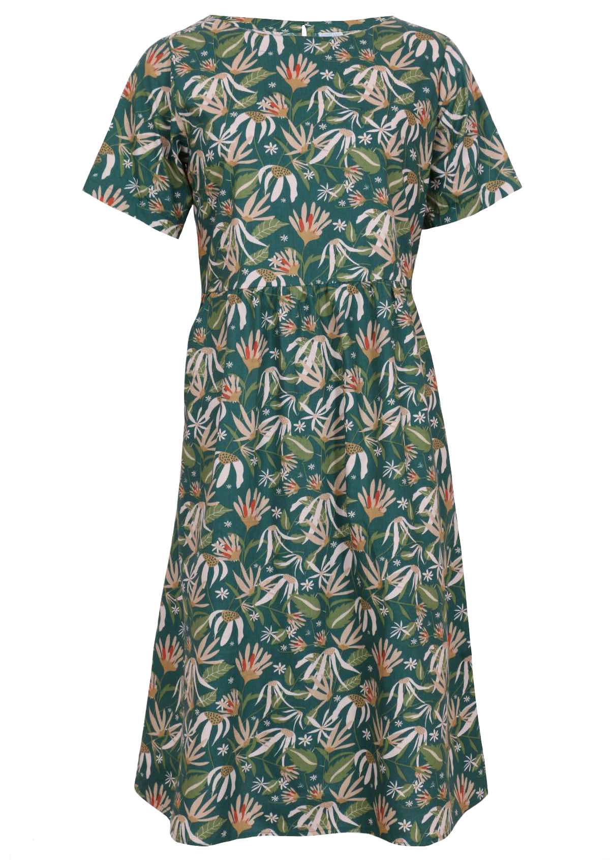 100 percent green cotton sundress with sleeves and pockets