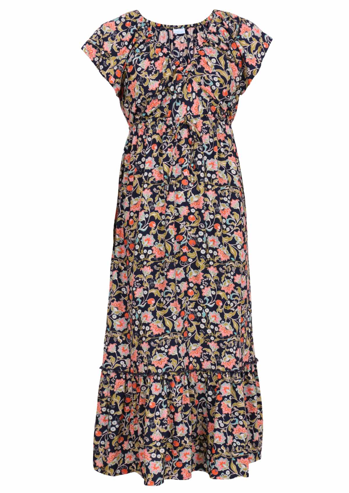 100 percent navy rayon floral maxi dress
