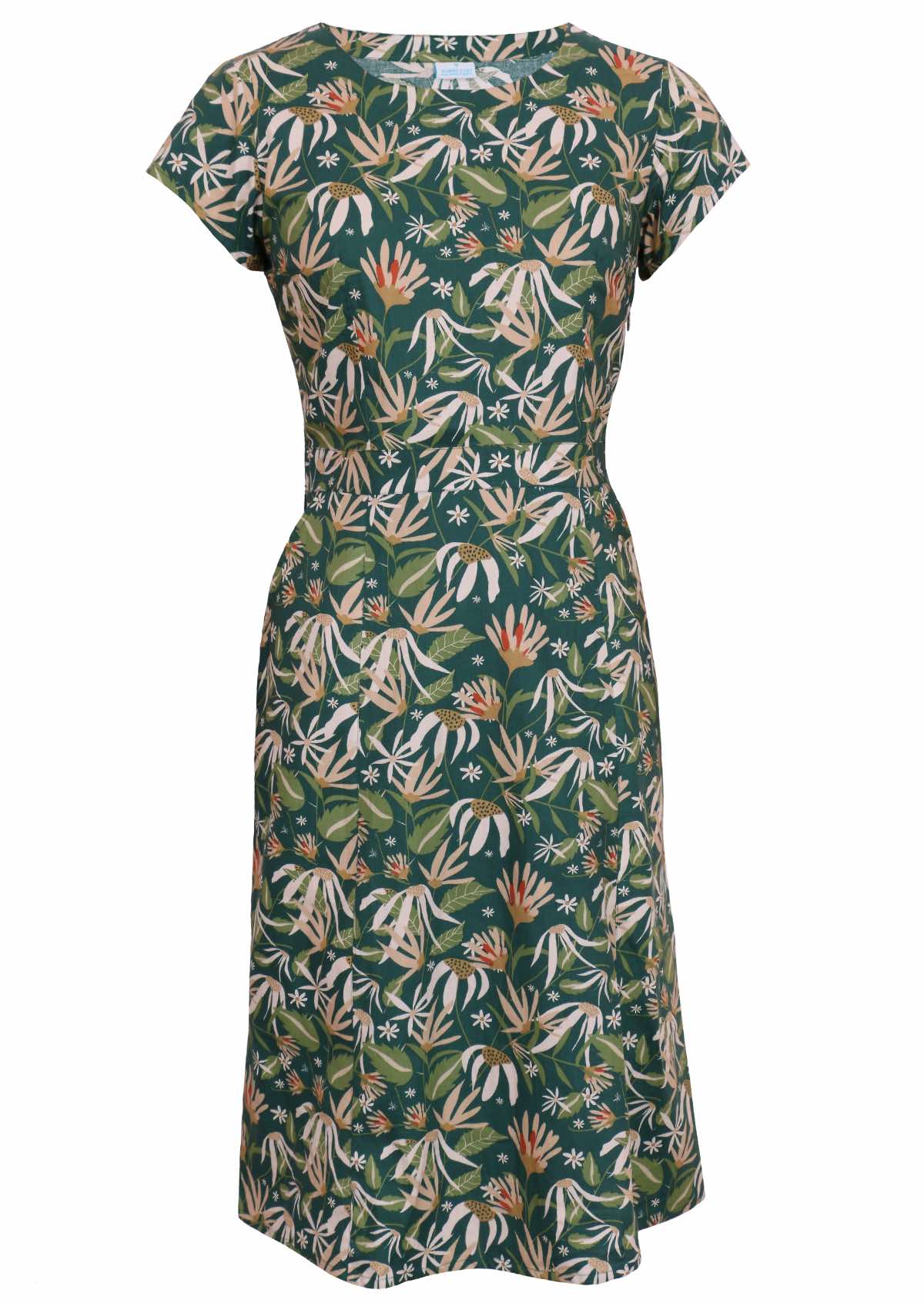 Nina Dress Flannel Flower green floral womens 100 percent cotton sundress with pockets