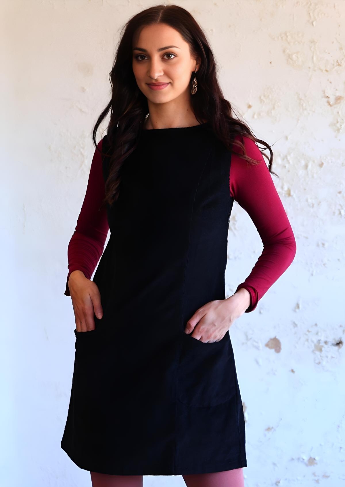 Poly Pocket Tunic Corduroy Black