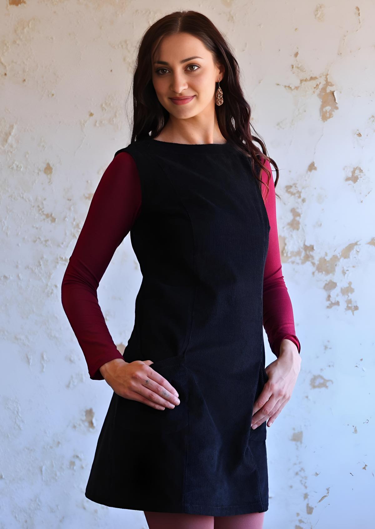 Poly Pocket Tunic Corduroy Black