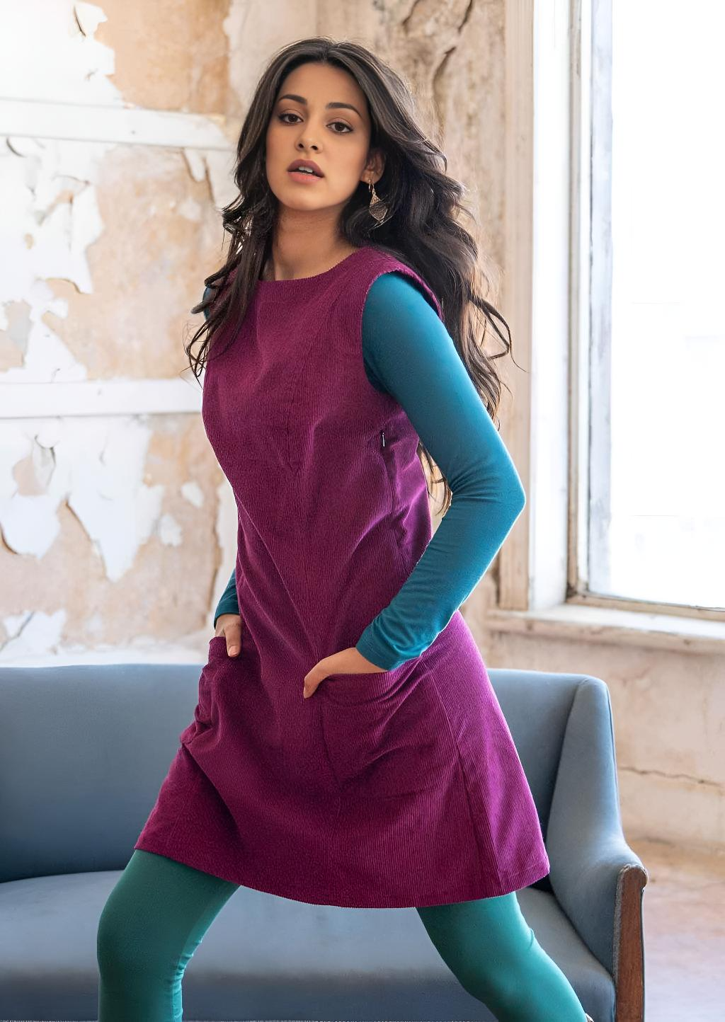 Poly Pocket Tunic Corduroy Plum