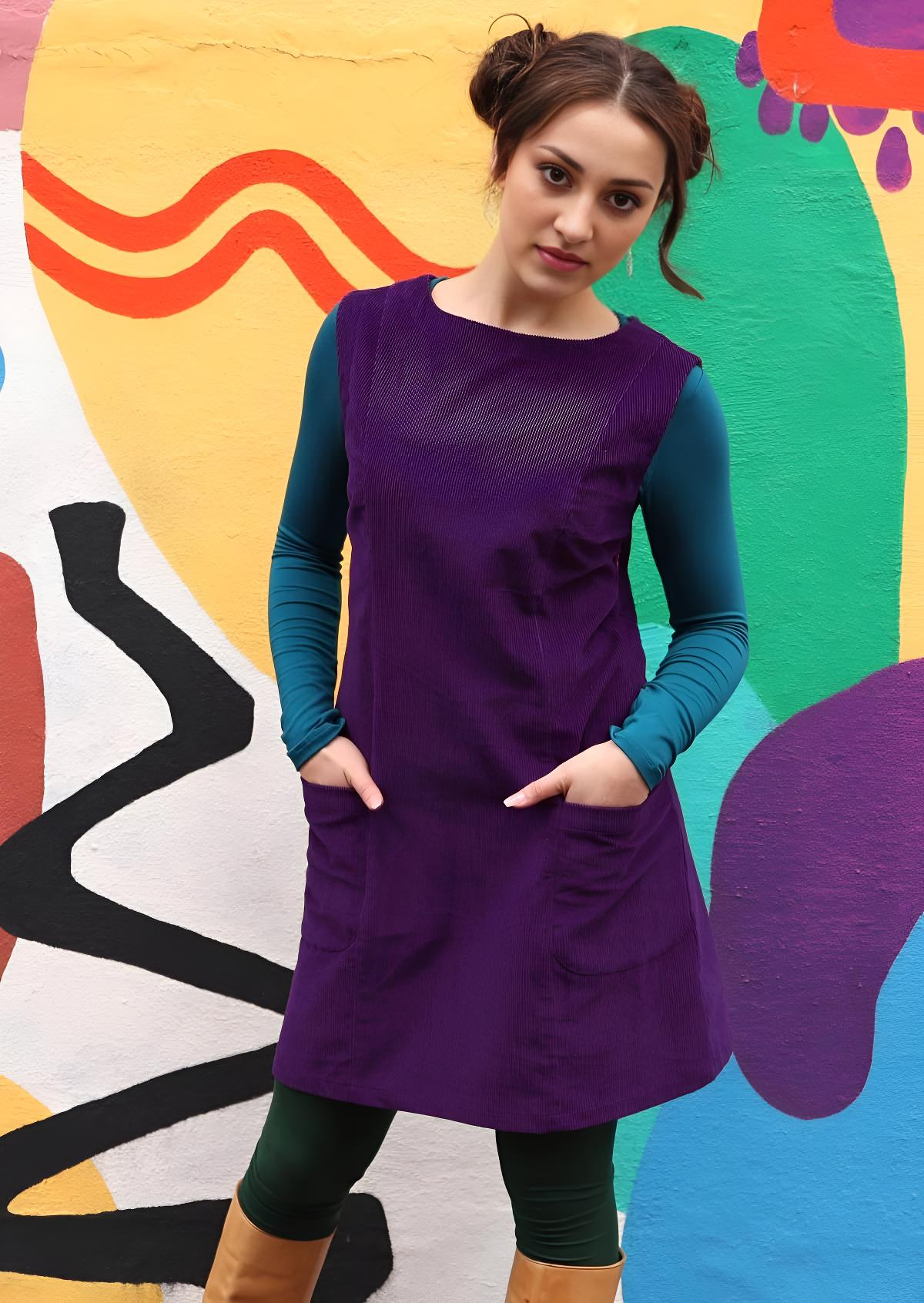 Poly Pocket Tunic Corduroy Purple