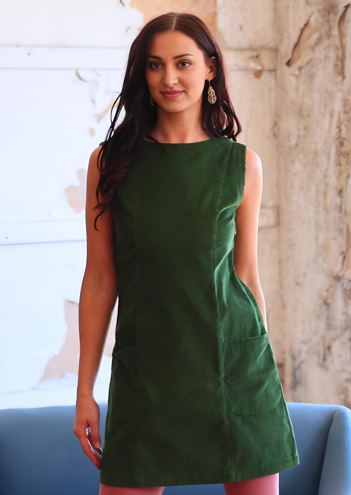 Poly Pocket Tunic Corduroy Green