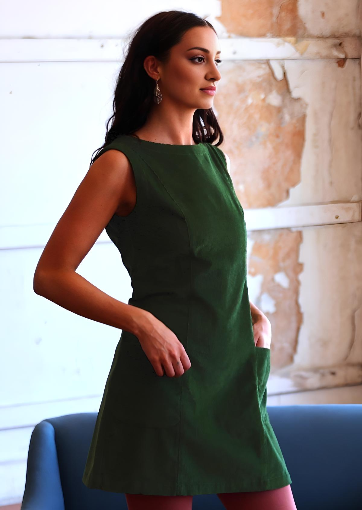 Poly Pocket Tunic Corduroy Green