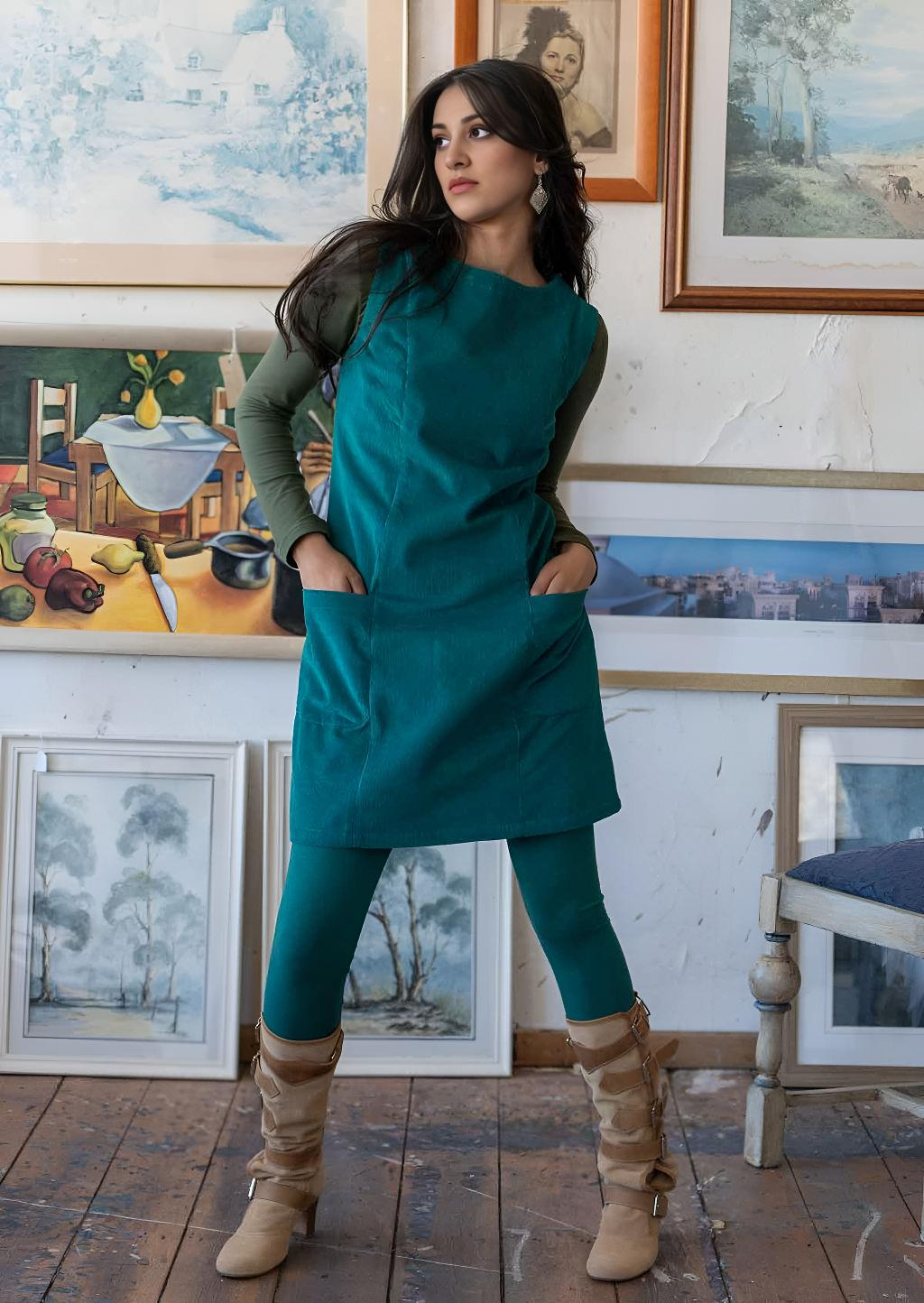 Poly Pocket Tunic Corduroy Teal