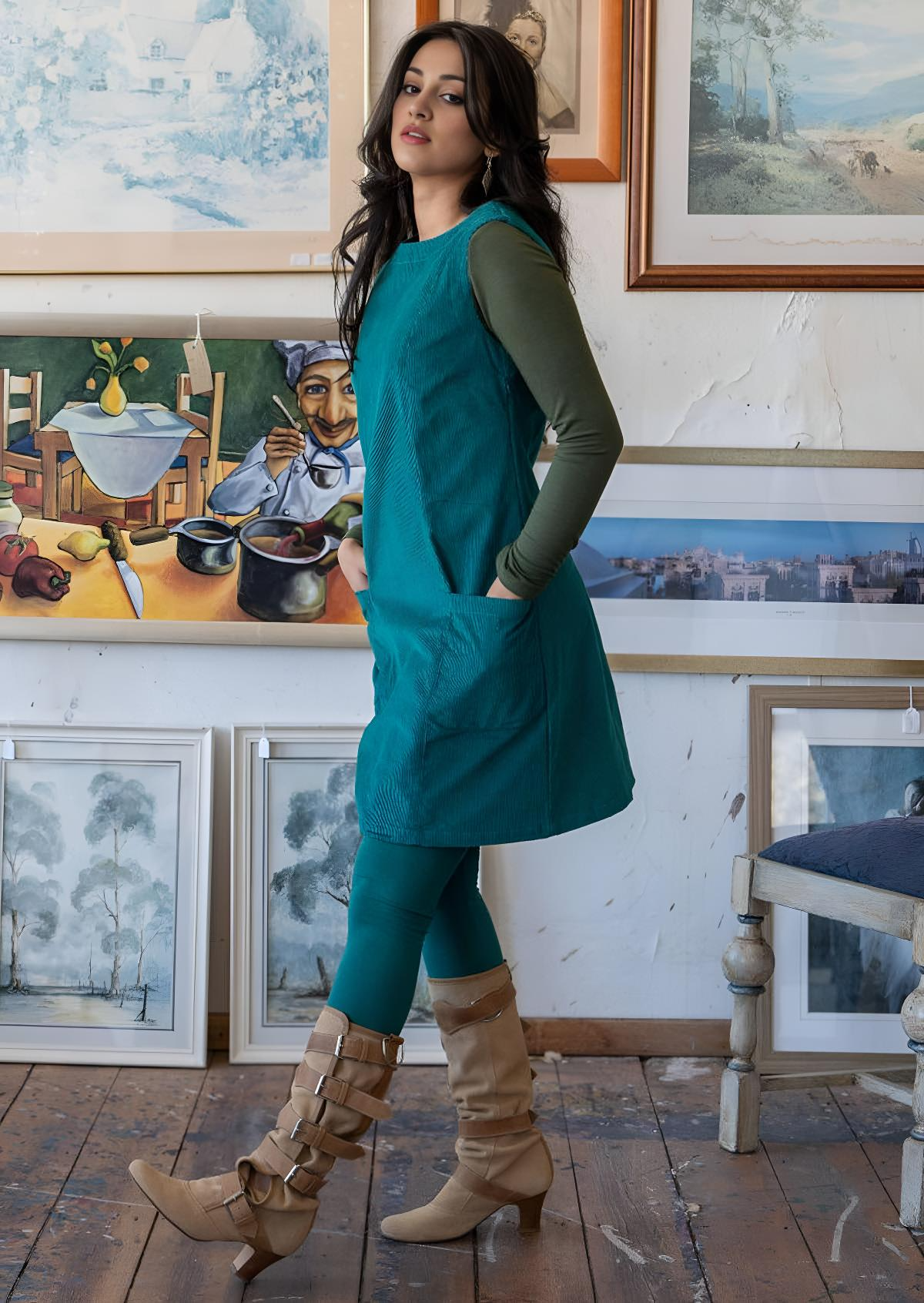 Poly Pocket Tunic Corduroy Teal