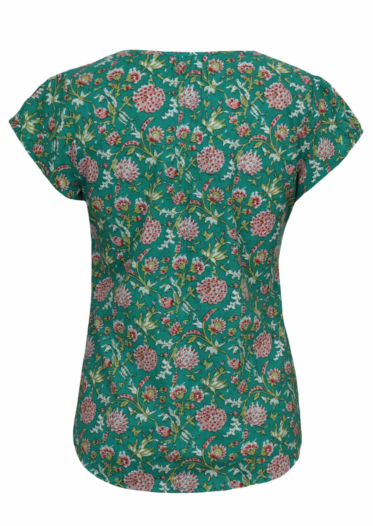 100 percent cotton short sleeve pleated top back