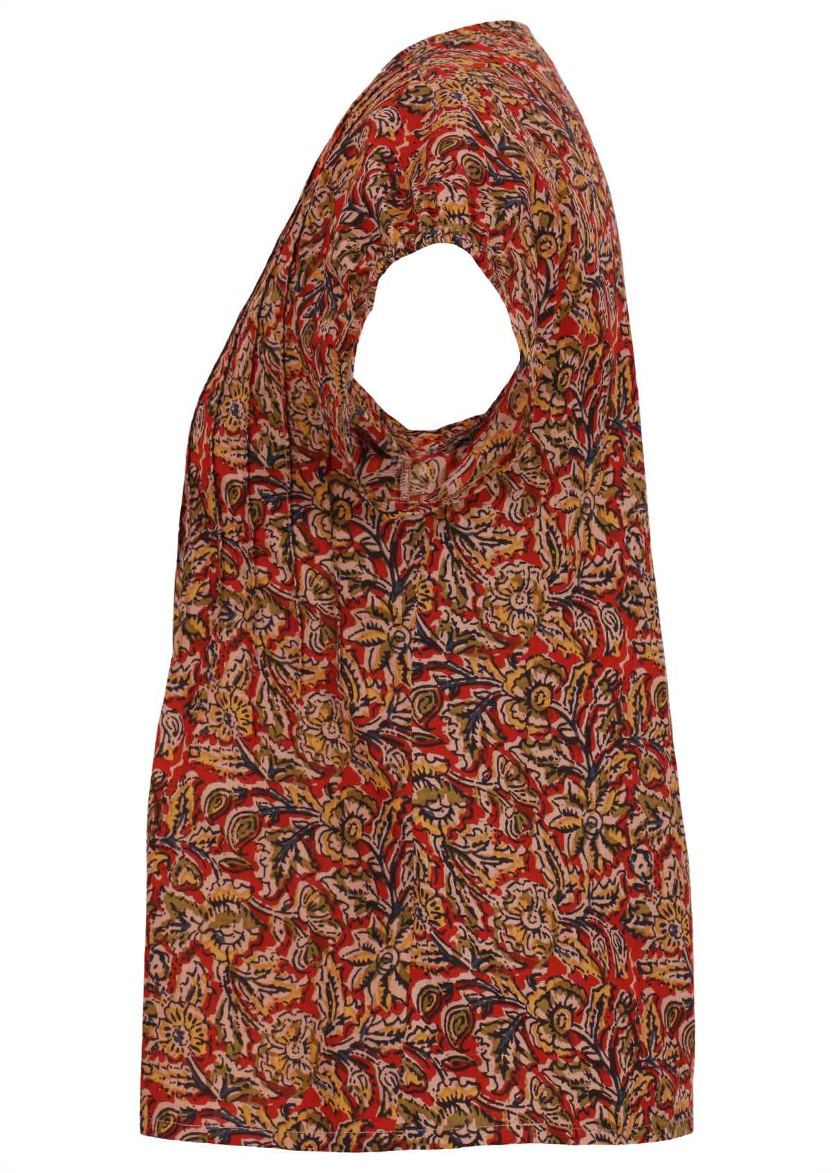 Women's 100 percent cotton Indian block print blouse with buttons side view