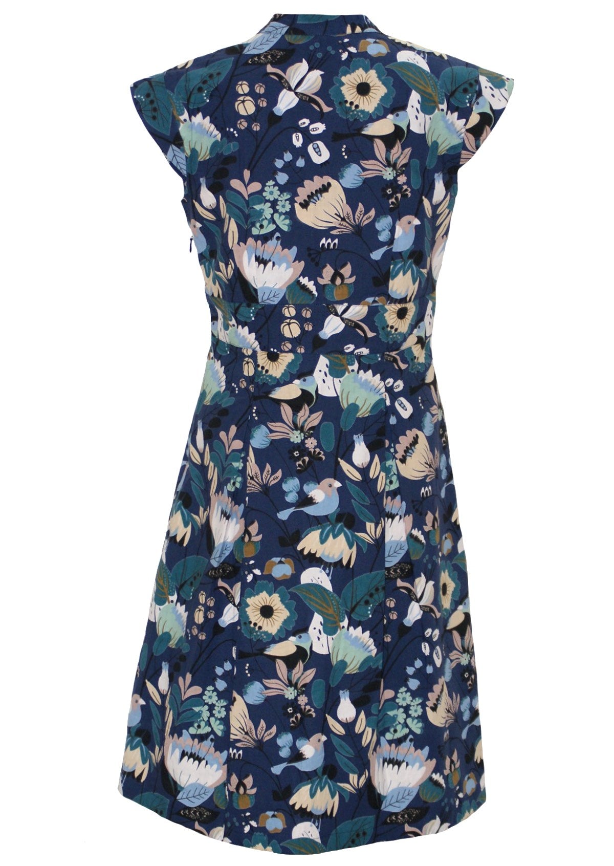 Back View Cap Sleeve Dress with box pleats