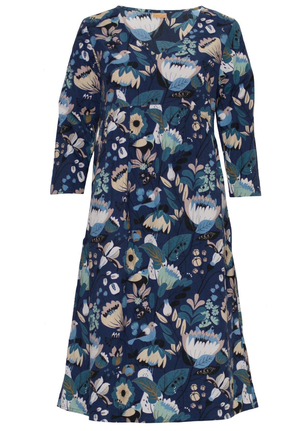 3/4 sleeve knee length cotton dress