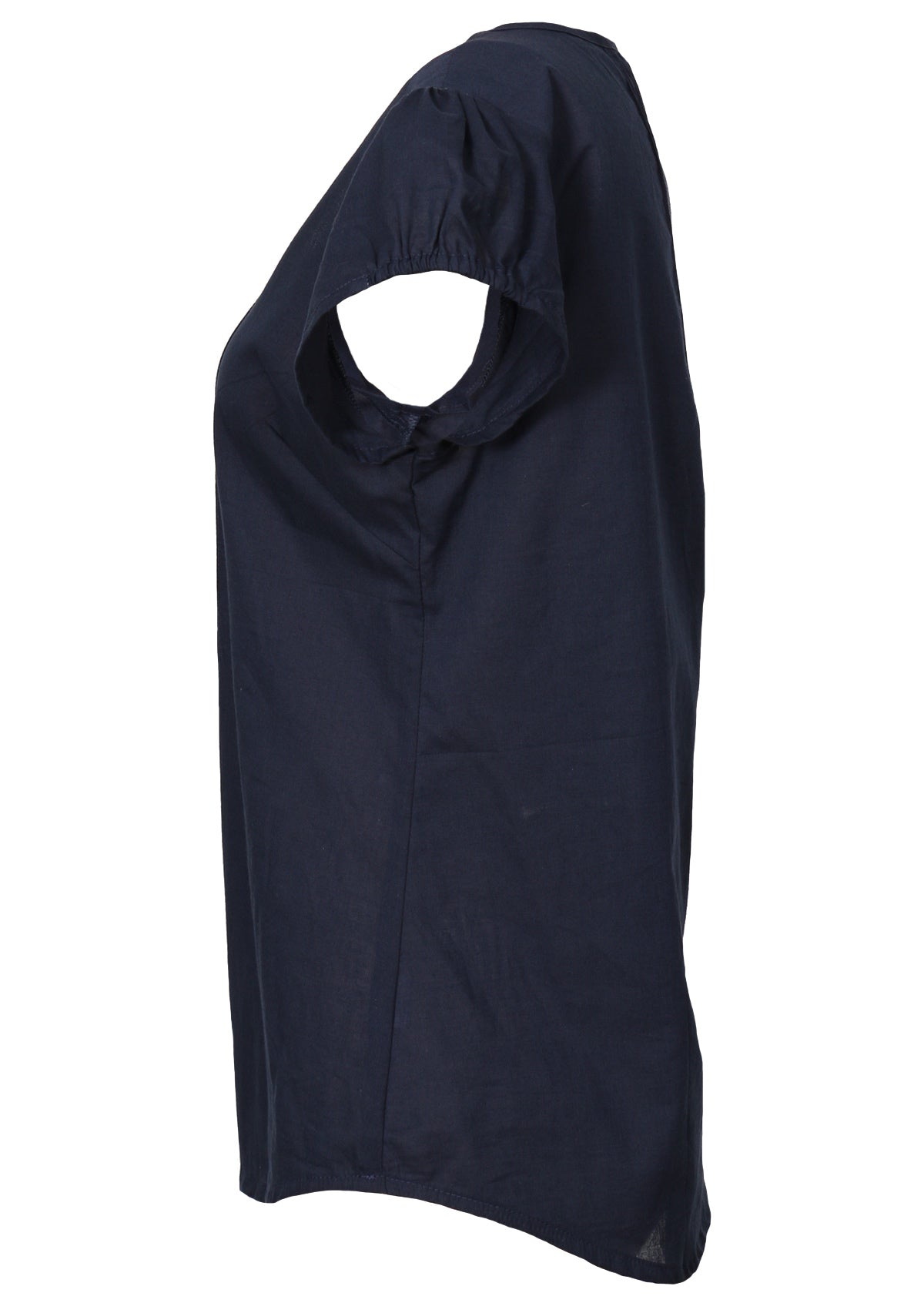 side view cap sleeve round bottom hem line top