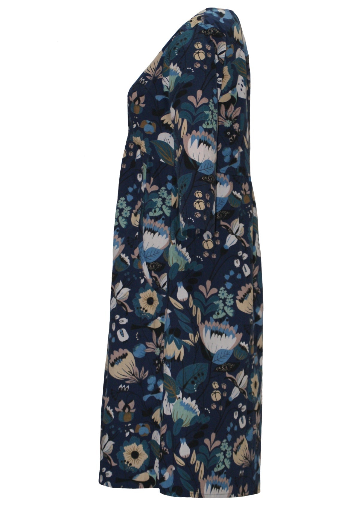 side view 3/4 sleeve cotton dress