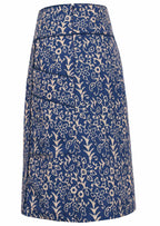 Stunning Nirvana print in blue based cotton skirt with repeated white florals.