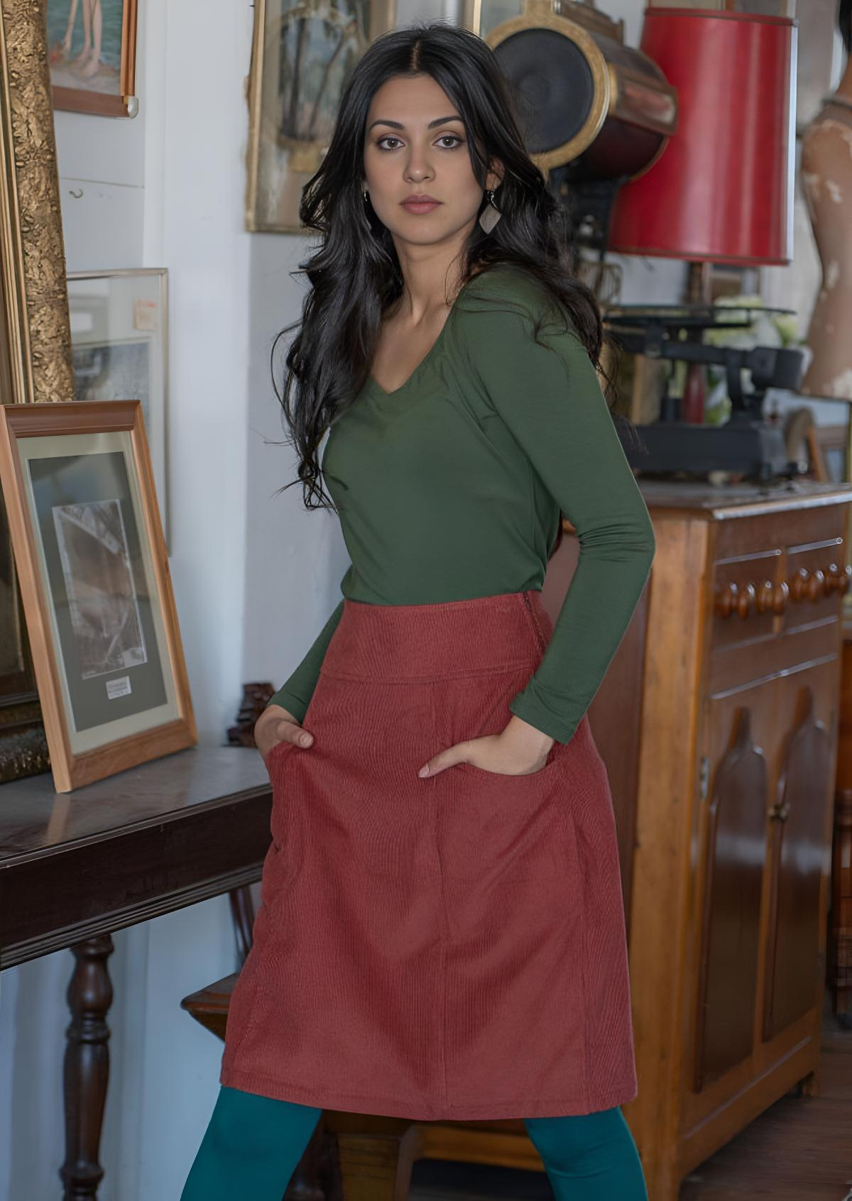 Aalia Skirt Corduroy Burnt Henna