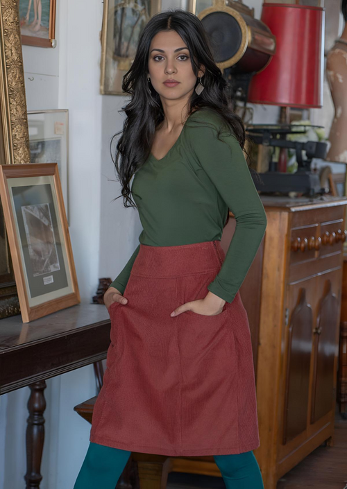 Aalia Skirt Corduroy Burnt Henna
