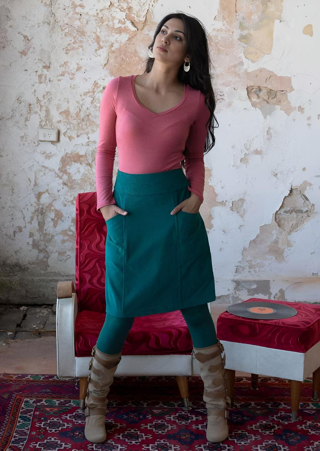 Aalia Skirt Corduroy Teal
