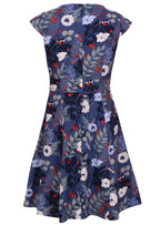 100 percent cotton cross over retro dress navy back