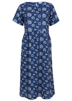 Navy blue base with pale flowers 100 percent cotton sundress 