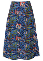image of blue cotton skirt with leaf print