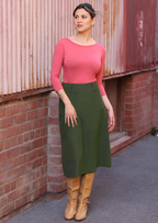 Belt Loop Skirt Corduroy Green
