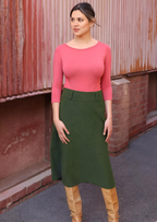 Belt Loop Skirt Corduroy Green