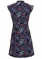 Retro cotton dress with cinched waist and cap sleeves