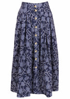 Cora Skirt Neela navy button down cotton maxi skirt with pockets