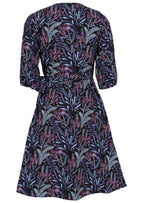 Cotton wrap dress with voluminous 3/4 sleeves