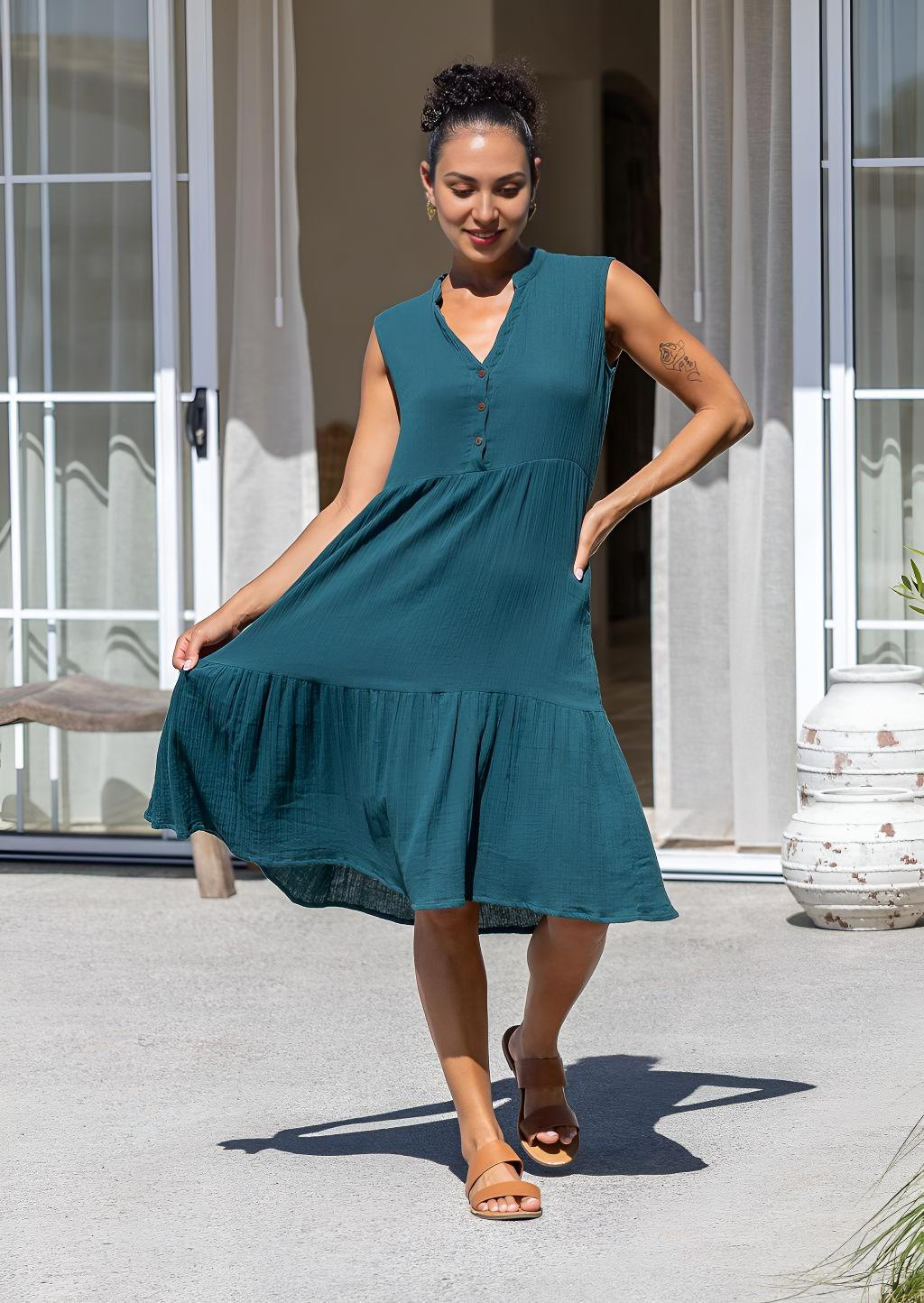 Ember Midi Dress Deep Teal