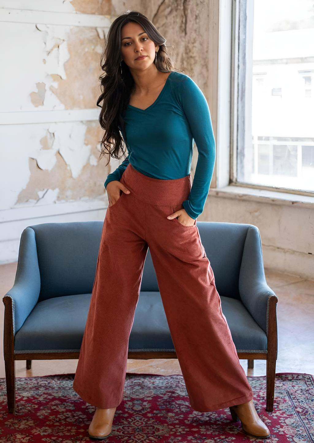 Esta Corduroy Pants Burnt Henna