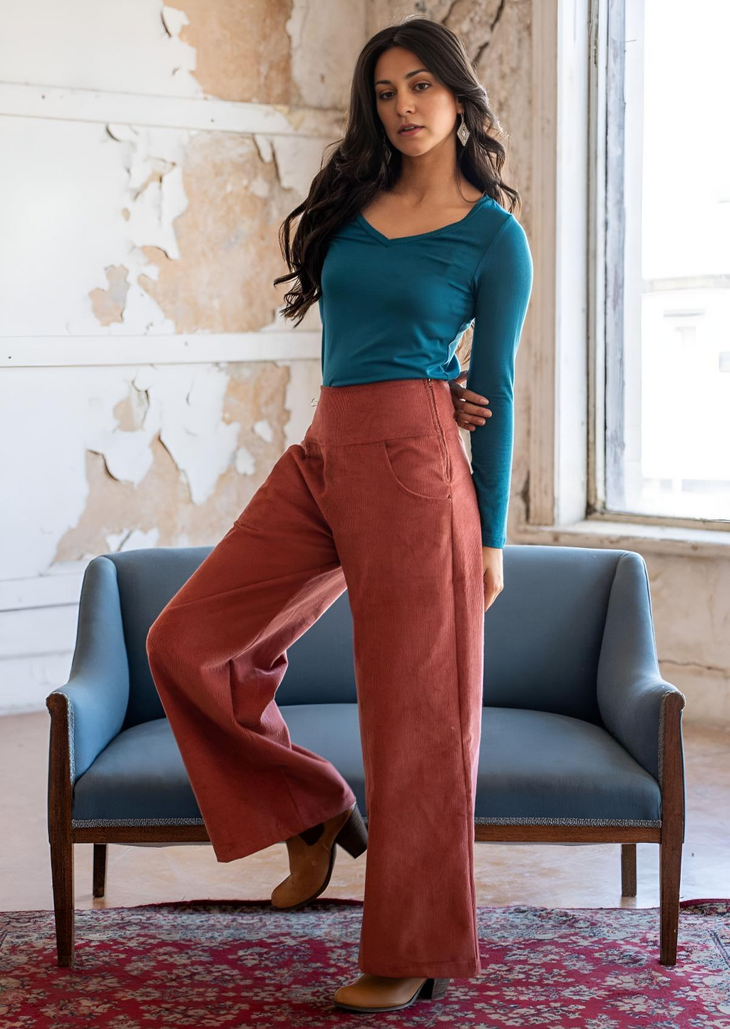 Esta Corduroy Pants Burnt Henna