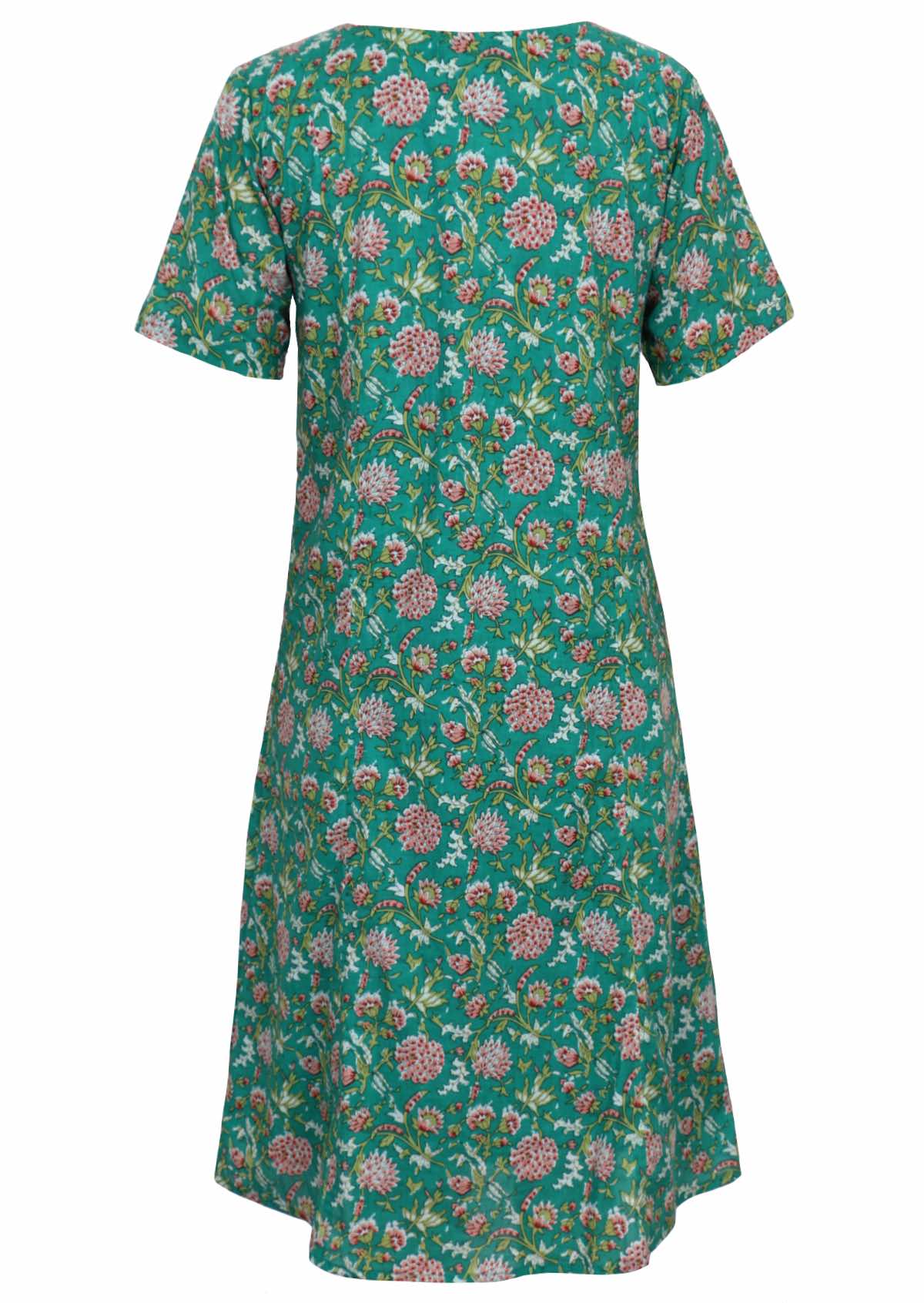 100 percent cotton green floral sundress back