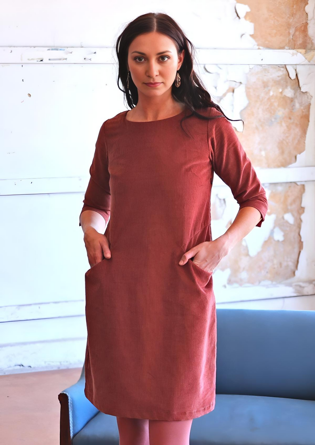Jamie Dress Corduroy Burnt Henna