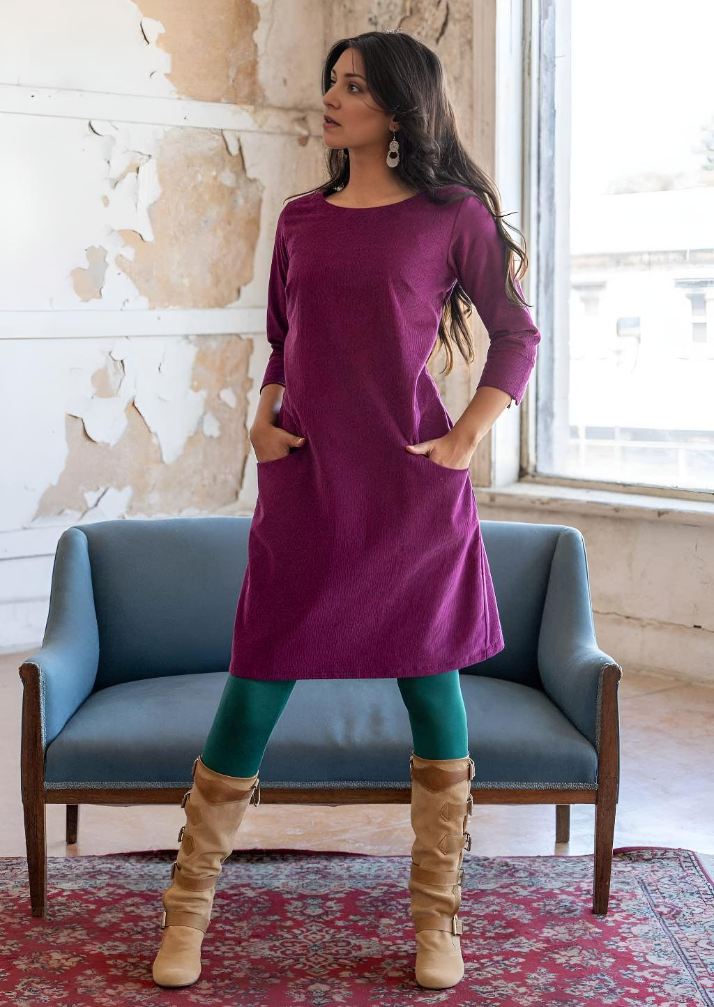 Jamie Dress Corduroy Plum