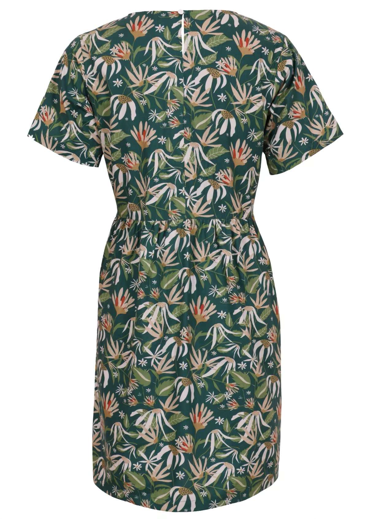 green cotton floral dress back view