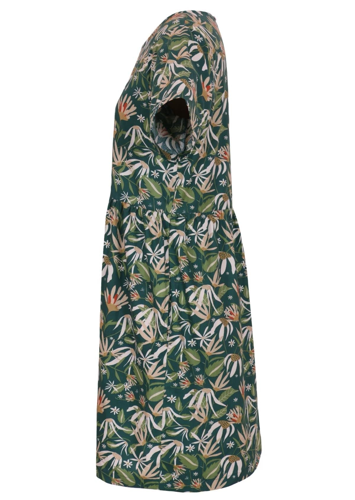 green cotton floral dress side view