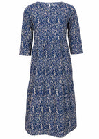 100% cotton maxi dress with 3/4 sleeves, round neckline and pockets.